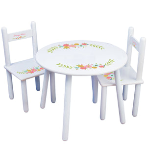 Personalized Table and Chairs with Spring Floral design