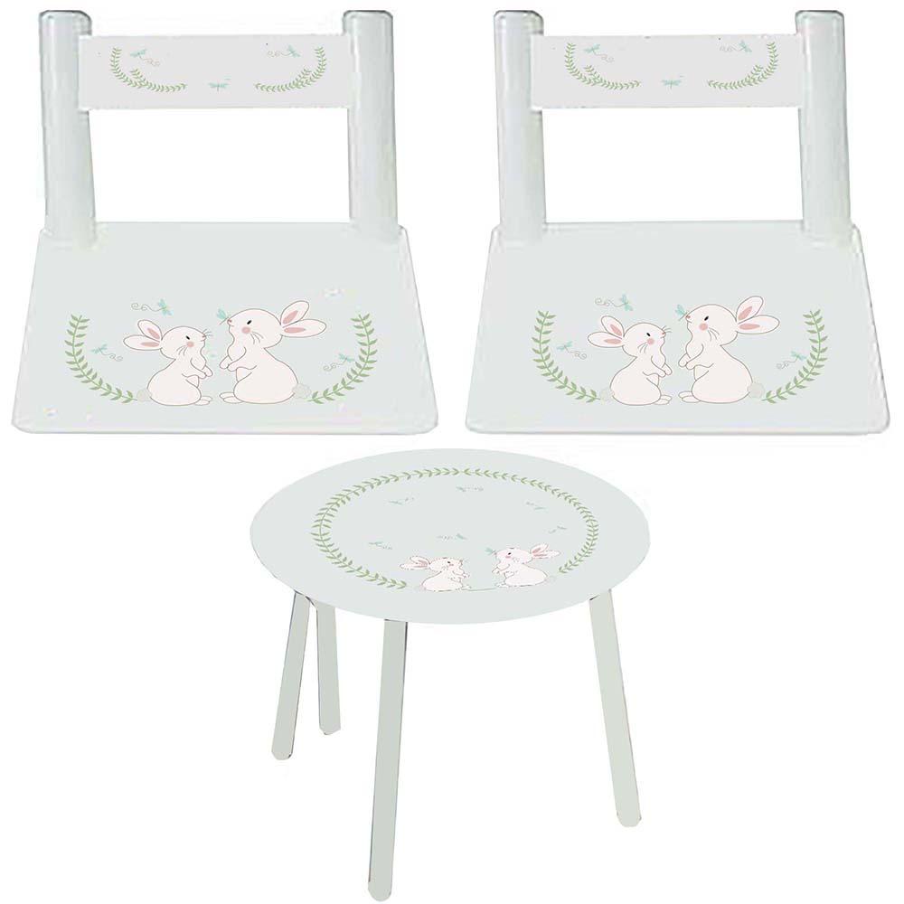 Personalized Table and Chairs with Palm Flamingo design