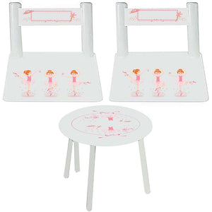 Personalized Table and Chairs with Ballerina Red Hair design