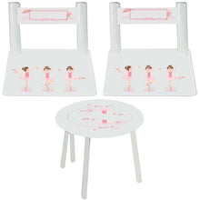 Personalized Table and Chairs with Ballerina Brunette design