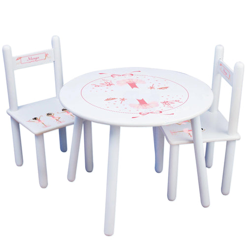 Personalized Table and Chairs with Ballerina Black Hair design