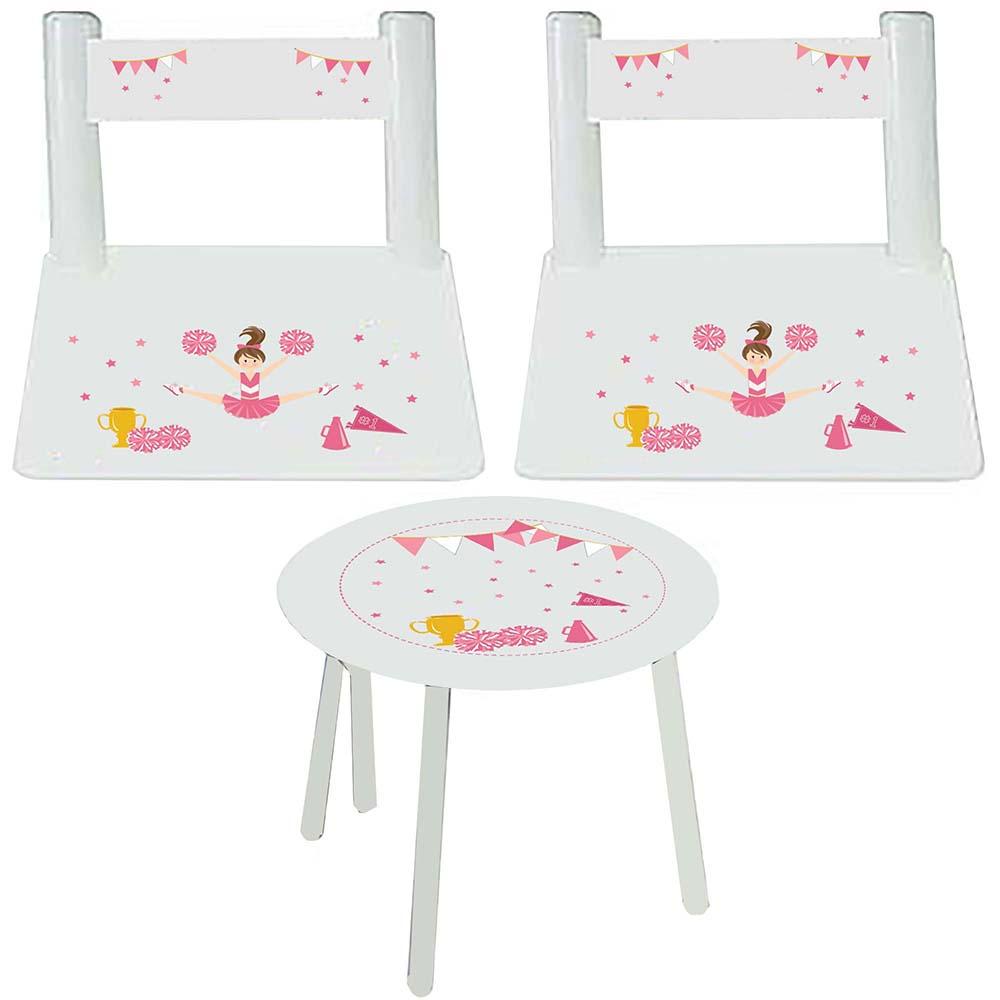 Personalized Table and Chairs with World Map Pink design