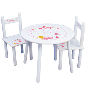 Personalized Table and Chairs with Cheerleader Brunette Hair design