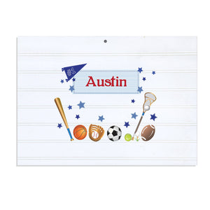 Personalized Vintage Nursery Sign with Sports design