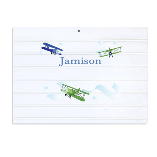 Personalized Vintage Nursery Sign with Airplane design