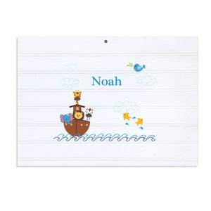 Personalized Vintage Nursery Sign with Noahs Ark design