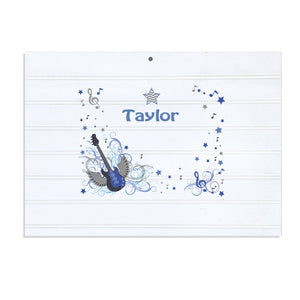 Personalized Vintage Nursery Sign with Blue Rock Star design