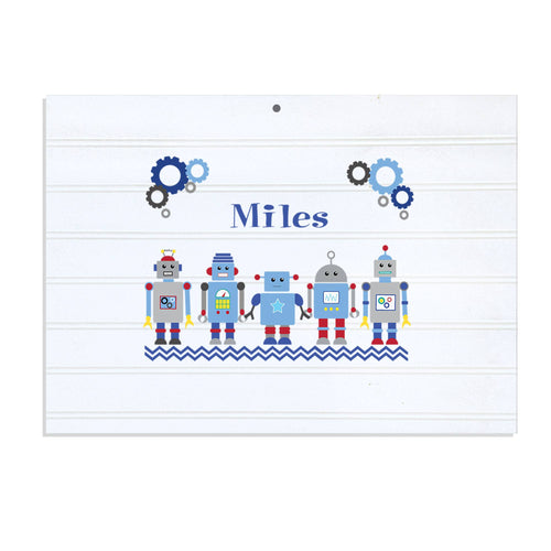 Personalized Vintage Nursery Sign with Robot design