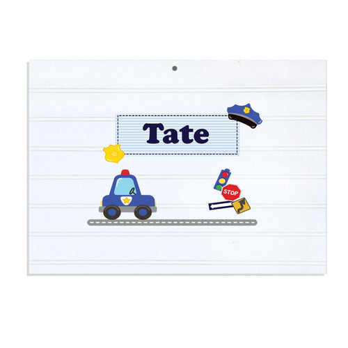 Personalized Vintage Nursery Sign with Police design