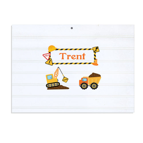 Personalized Vintage Nursery Sign with Construction design
