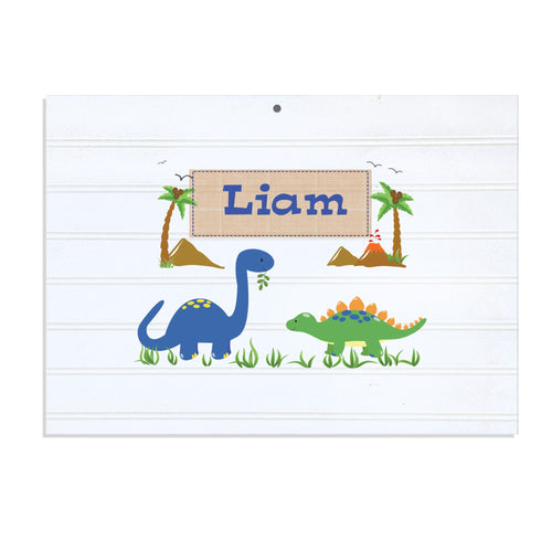 Personalized Vintage Nursery Sign with Dinosaurs design