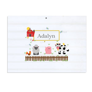 Personalized Vintage Nursery Sign with Barnyard Friends design