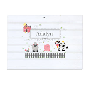 Personalized Vintage Nursery Sign with Barnyard Friends Pastel design