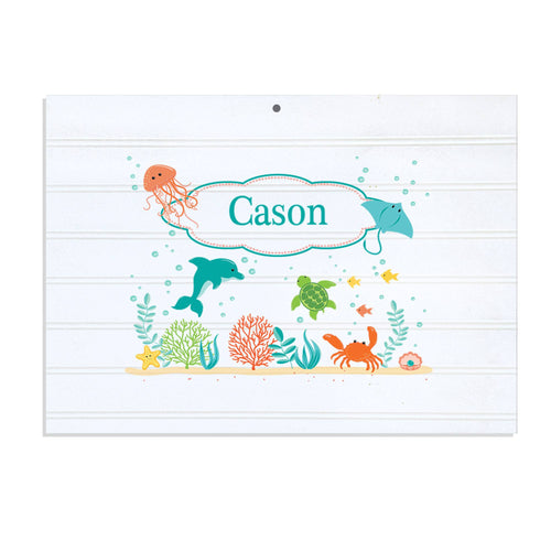 Personalized Vintage Nursery Sign with Sea and Marine design