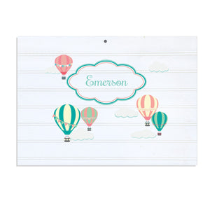 Personalized Vintage Nursery Sign with Hot Air Balloon design