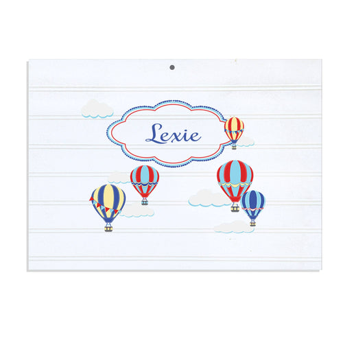 Personalized Vintage Nursery Sign with Hot Air Balloon Primary design
