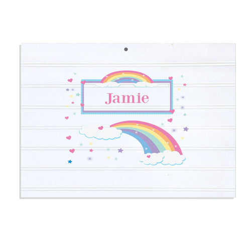Personalized Vintage Nursery Sign with Rainbow Pastel design