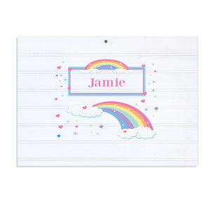 Personalized Vintage Nursery Sign with Rainbow Pastel design
