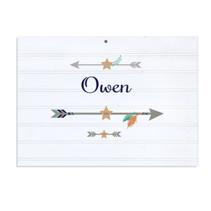Personalized Vintage Nursery Sign with Tribal Arrows Boy design