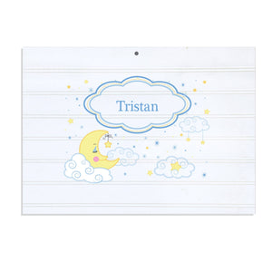 Personalized Vintage Nursery Sign with Moon and Stars design