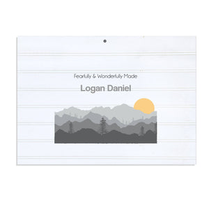 Personalized Vintage Nursery Sign with Misty Mountain design