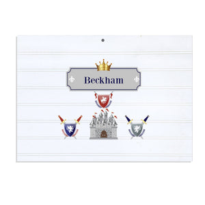 Personalized Vintage Nursery Sign with Medieval Castle design