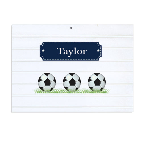 Personalized Vintage Nursery Sign with Soccer Balls design