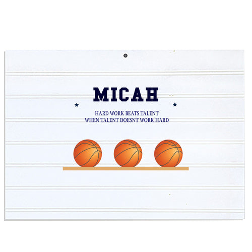 Personalized Vintage Nursery Sign with Basketballs design