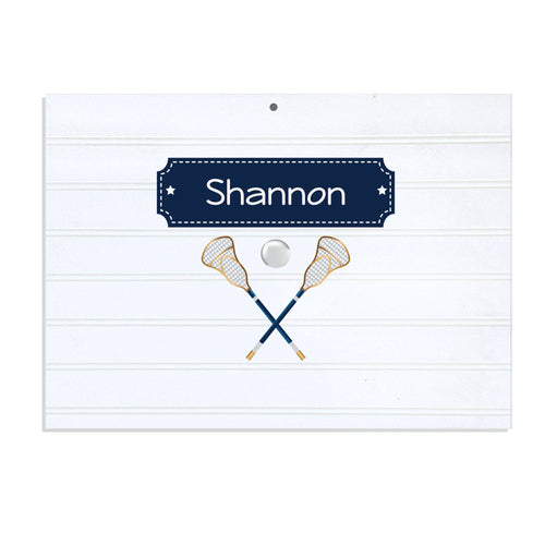 Personalized Vintage Nursery Sign with Lacrosse Sticks design