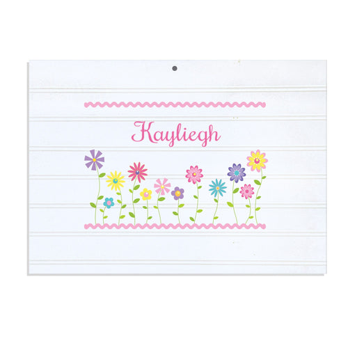 Personalized Vintage Nursery Sign with Stemmed Flowers design