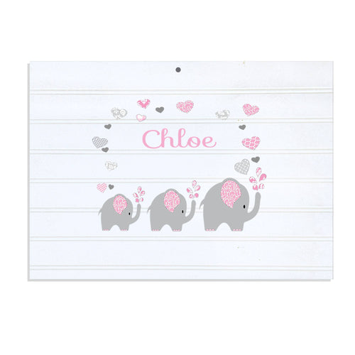 Personalized Vintage Nursery Sign with Pink Elephant design
