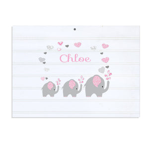 Personalized Vintage Nursery Sign with Pink Elephant design