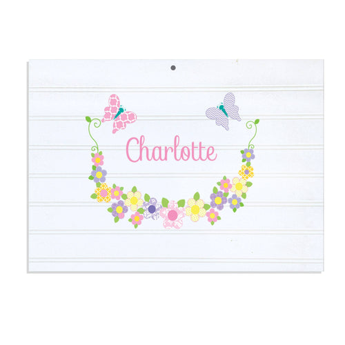 Personalized Vintage Nursery Sign with Pastel Butterflies design