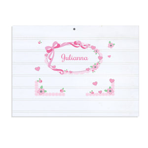 Personalized Vintage Nursery Sign with Pink Bow design