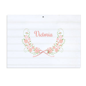 Personalized Vintage Nursery Sign with Blush Floral Garland design