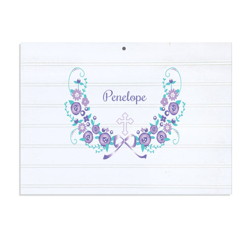 Personalized Vintage Nursery Sign with Hc Lavender Floral Garland design