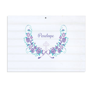 Personalized Vintage Nursery Sign with Hc Lavender Floral Garland design