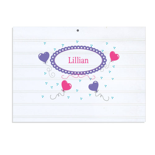 Personalized Vintage Nursery Sign with Heart Balloons design