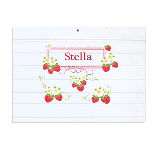 Personalized Vintage Nursery Sign with Strawberries design