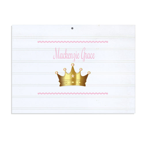 Personalized Vintage Nursery Sign with Pink Princess Crown design