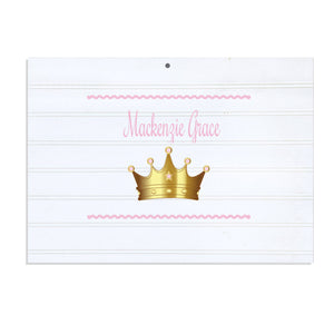 Personalized Vintage Nursery Sign with Pink Princess Crown design