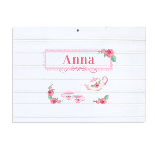 Personalized Vintage Nursery Sign with Tea Party design