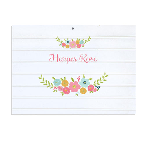 Personalized Vintage Nursery Sign with Spring Floral design