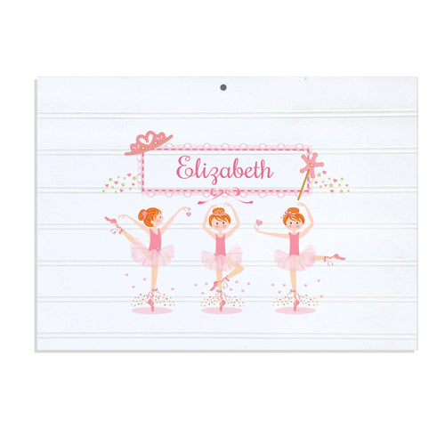 Personalized Vintage Nursery Sign with Ballerina Red Hair design