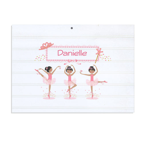 Personalized Vintage Nursery Sign with Ballerina Black Hair design