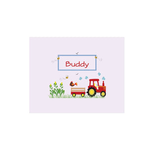 Personalized Wall Canvas with Red Tractor design