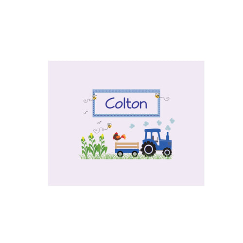 Personalized Wall Canvas with Blue Tractor design