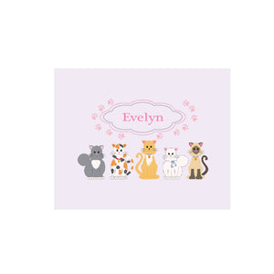 Personalized Wall Canvas with Pink Cats design