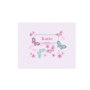 Personalized Wall Canvas with Butterflies Aqua Pink design