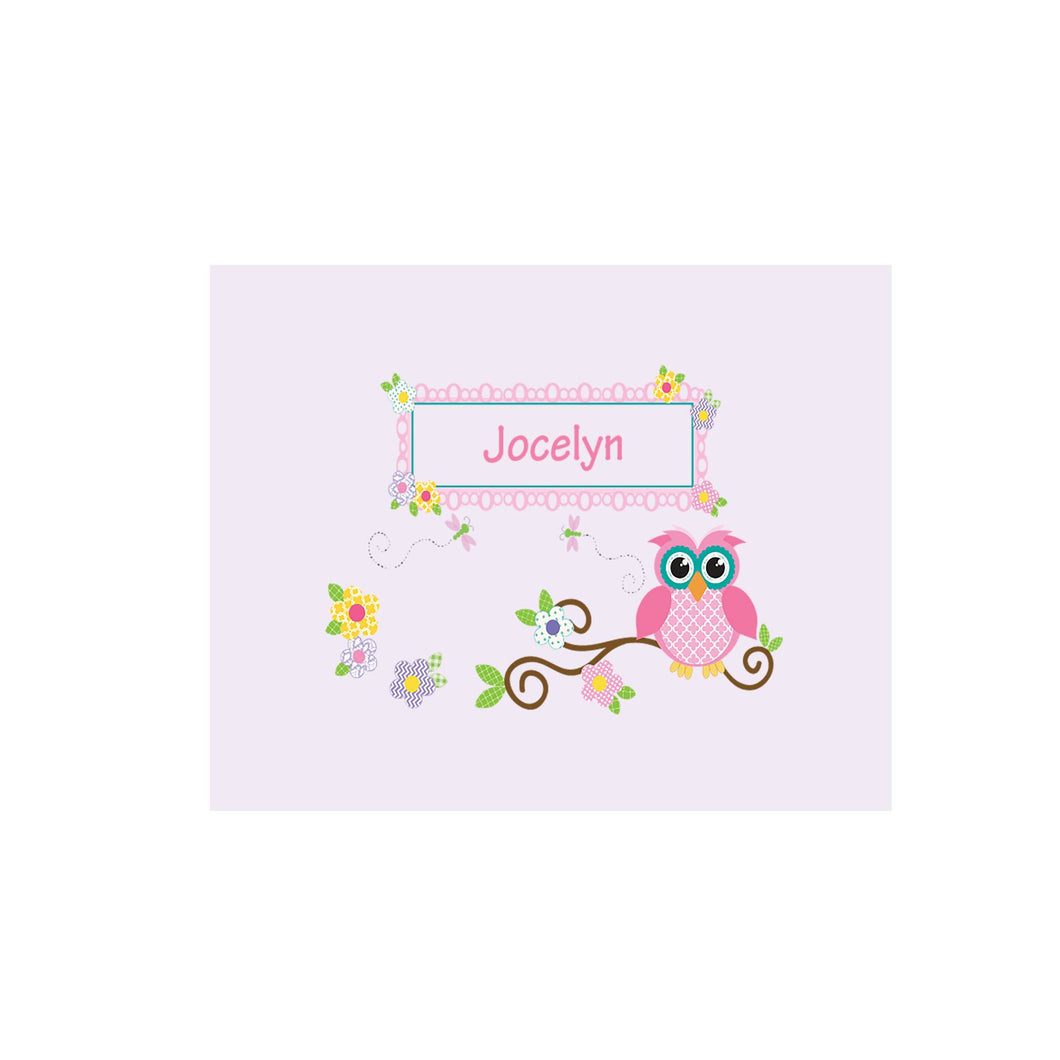 Personalized Wall Canvas with Pink Owl design